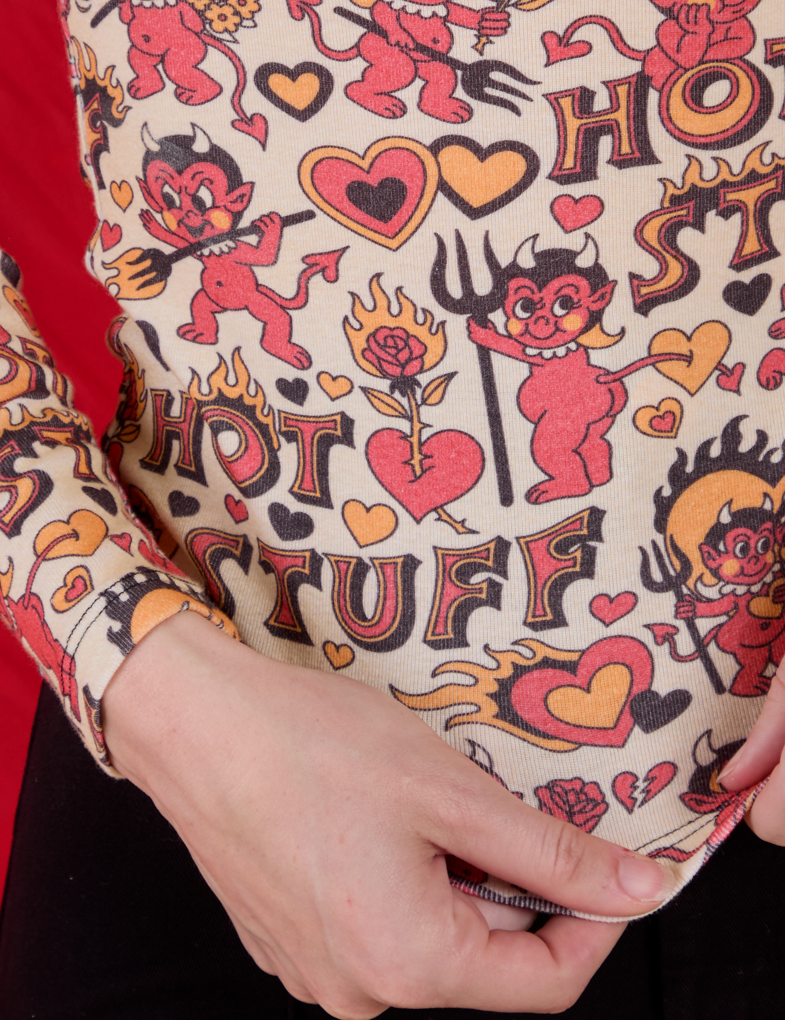 Long Sleeve Baby Tee - Hot Stuff Print