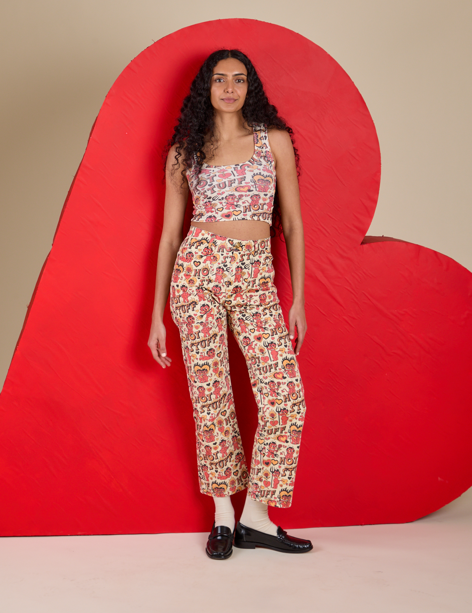 Cropped Tank Top - Hot Stuff Print