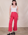 Alex is 5'8" and wearing XS Western Pants in Hot Pink paired with a Cropped Tank in Vintage Tee Off-White