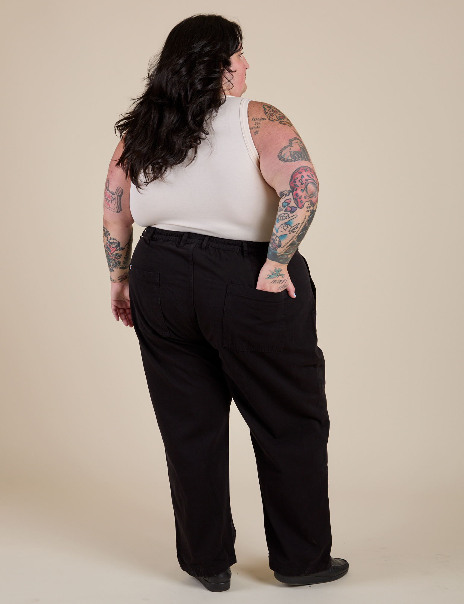 Work Pants in Basic Black back view on Sam