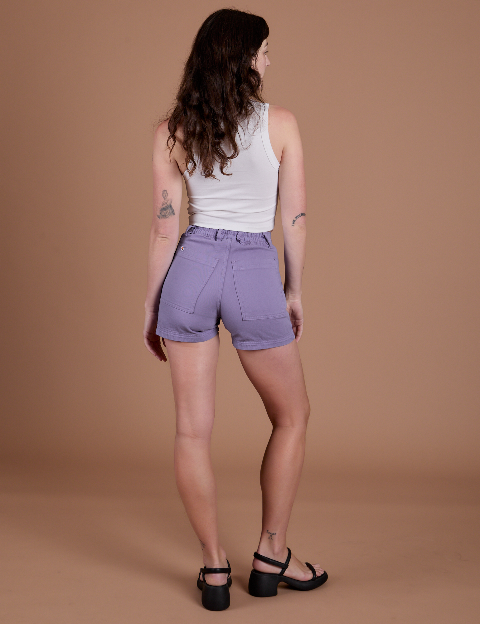 Classic Work Shorts in Faded Grape back view on Alex