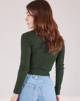 Wrap Top in Swamp Green back view on Hana