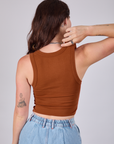 Cropped Tank Top in Burnt Terracotta back view on Alex