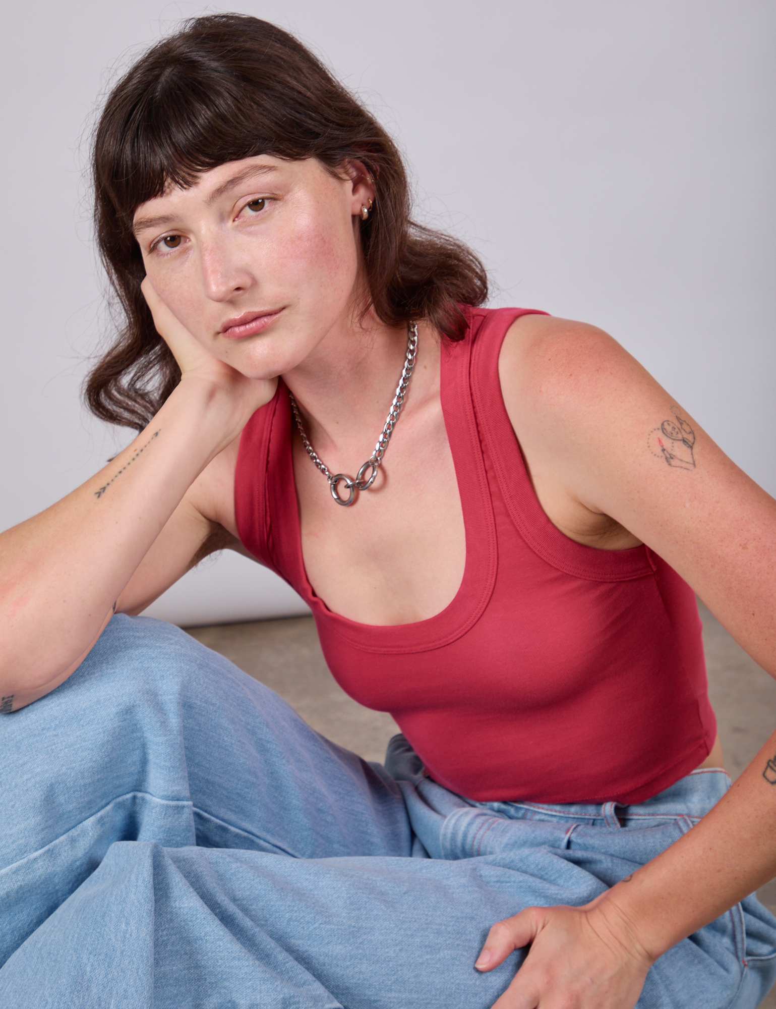 Cropped Tank Top in Hot Pink worn by Alex