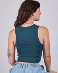 Cropped Tank Top in Lagoon back view on Alex