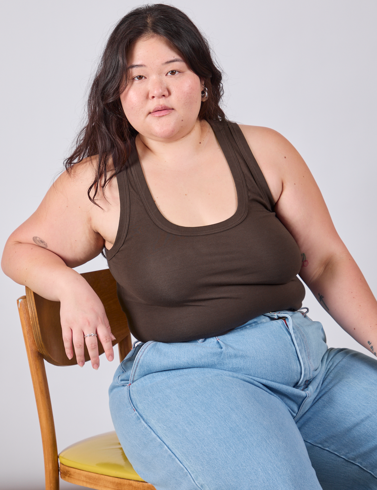 Cropped Tank Top in Espresso Brown worn by Ashley