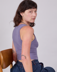 Cropped Tank Top in Faded Grape side view on Alex