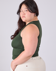 Tank Top in Swamp Green side view on Ashley