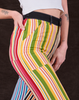 Mixed Stripe Work Pants side close up on Alex