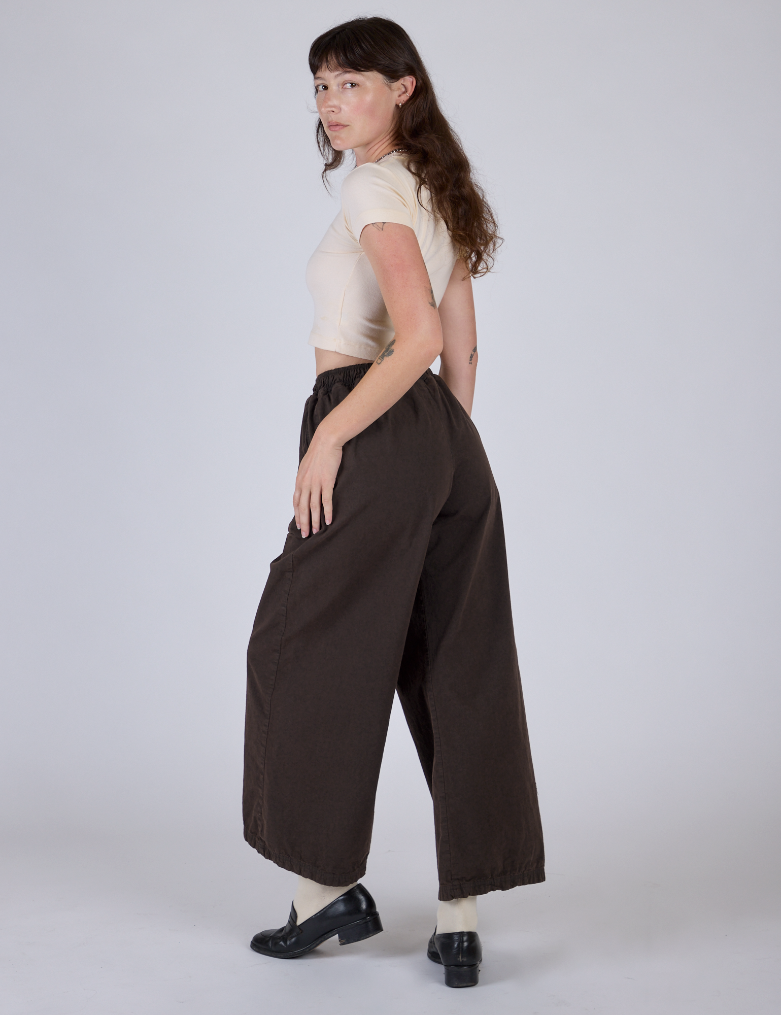 Pleated Pull-On Pants - Espresso Brown