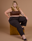 Action Pants in Espresso Brown and fudgesicle brown Mini Tank on Juliet