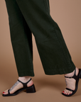 Action Pants in Swamp Green pant leg side view close up on Sydney