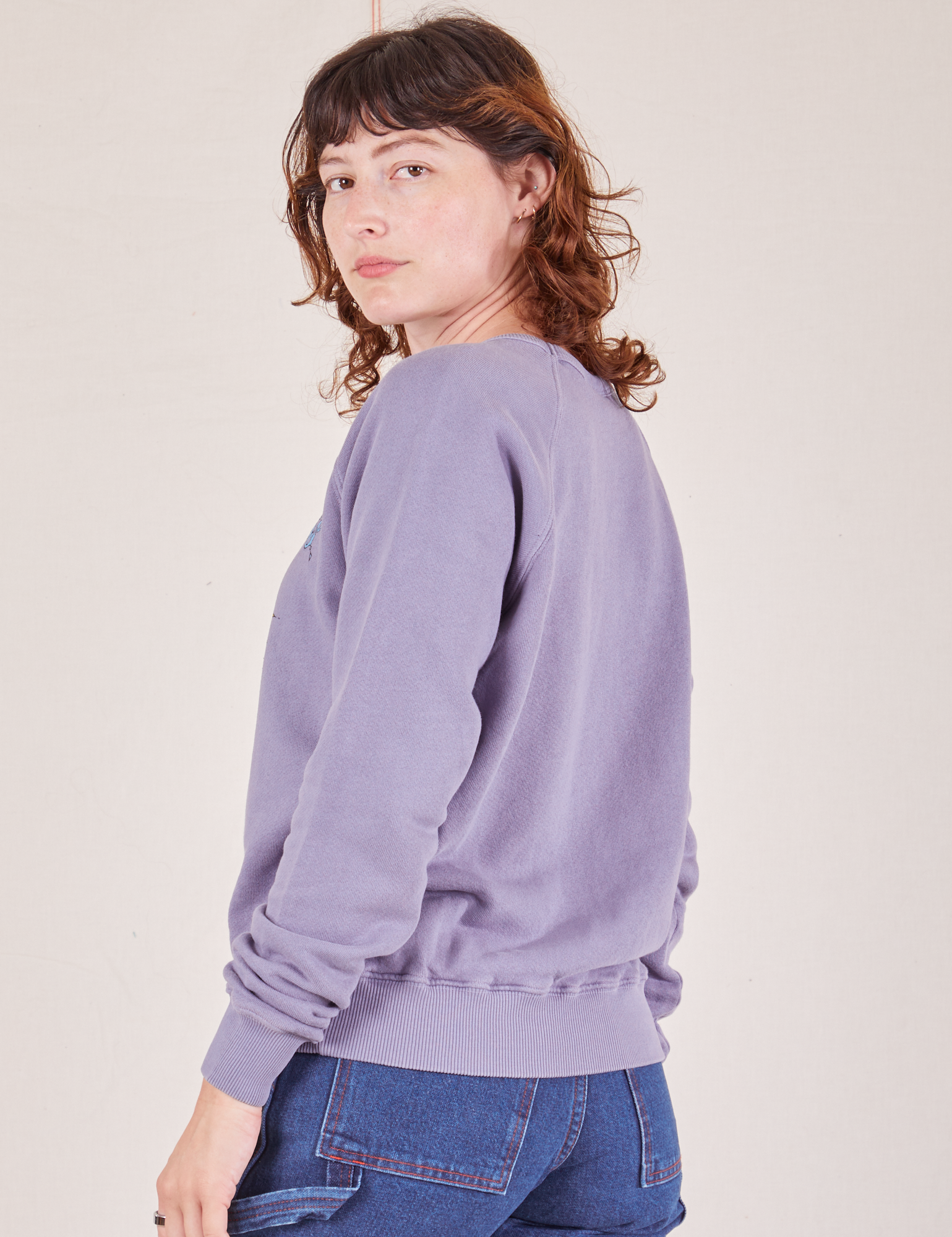 Bill Ogden&#39;s Sun Baby Crew in Faded Grape angled back view on Alex