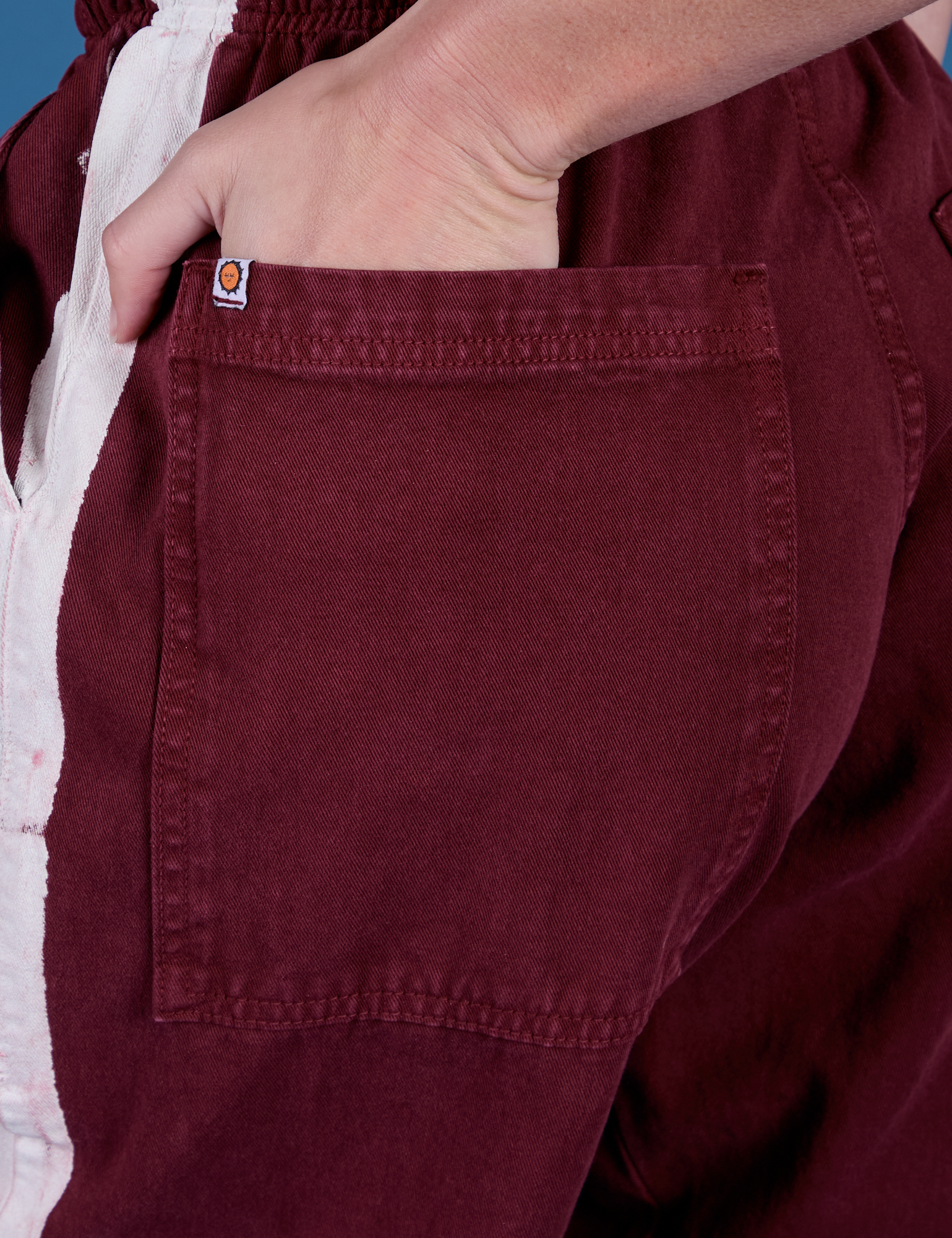 Painted Drop Pocket Cargo Pants - Red Wine