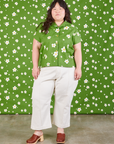 Ashley is wearing Pantry Button-Up in Bob Baker Flower and vintage tee off-white Western Pants