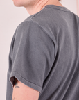 Burly Tee in Washed Grey shoulder close up on Quinn