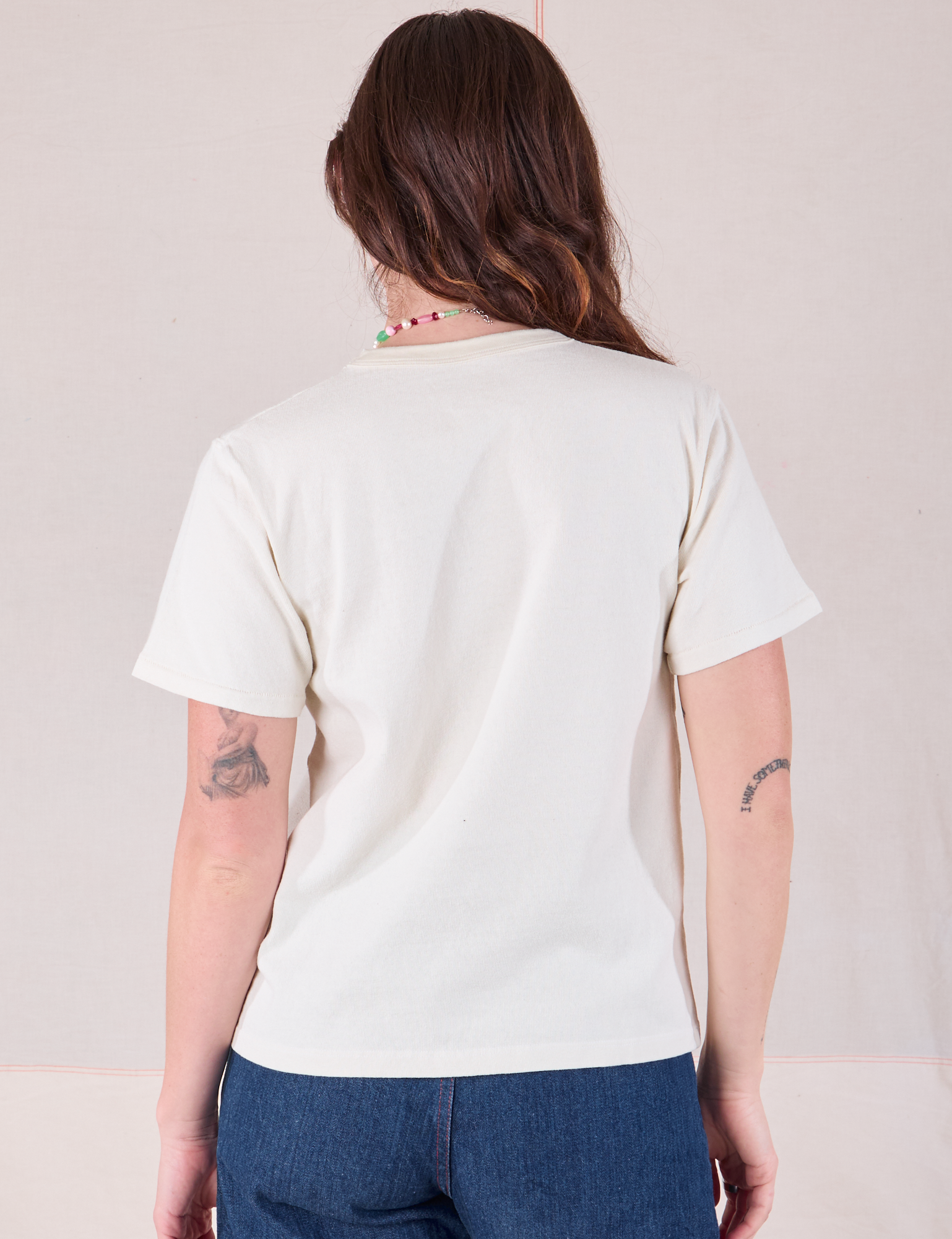 Burly Tee in Vintage Tee Off-White back view on Alex