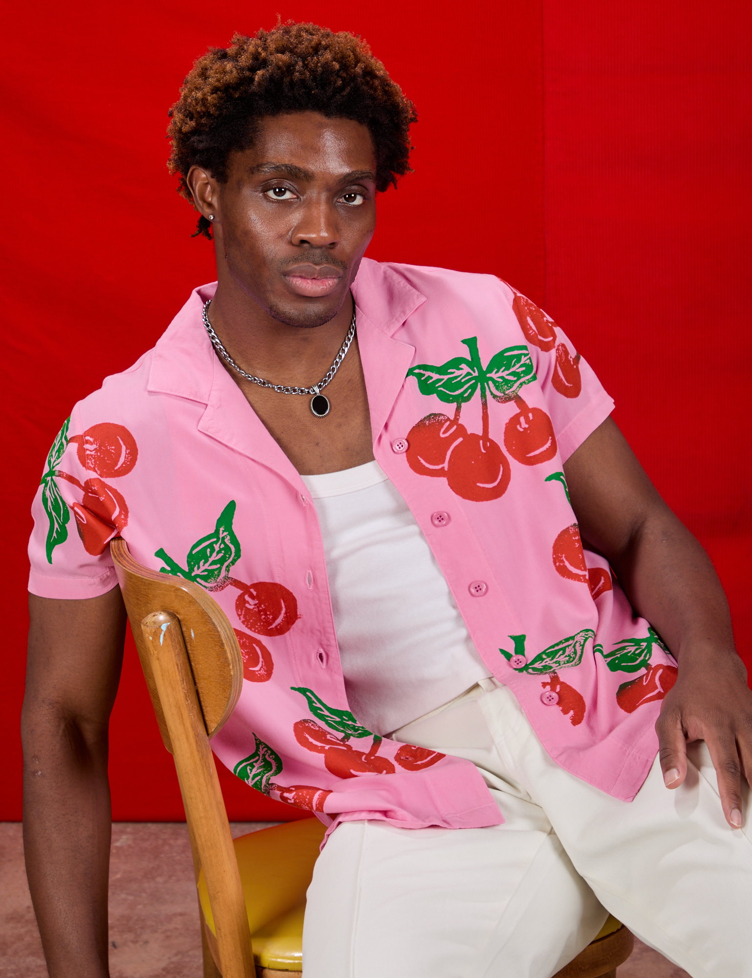Cherry Pantry Button-Up worn by Isaac
