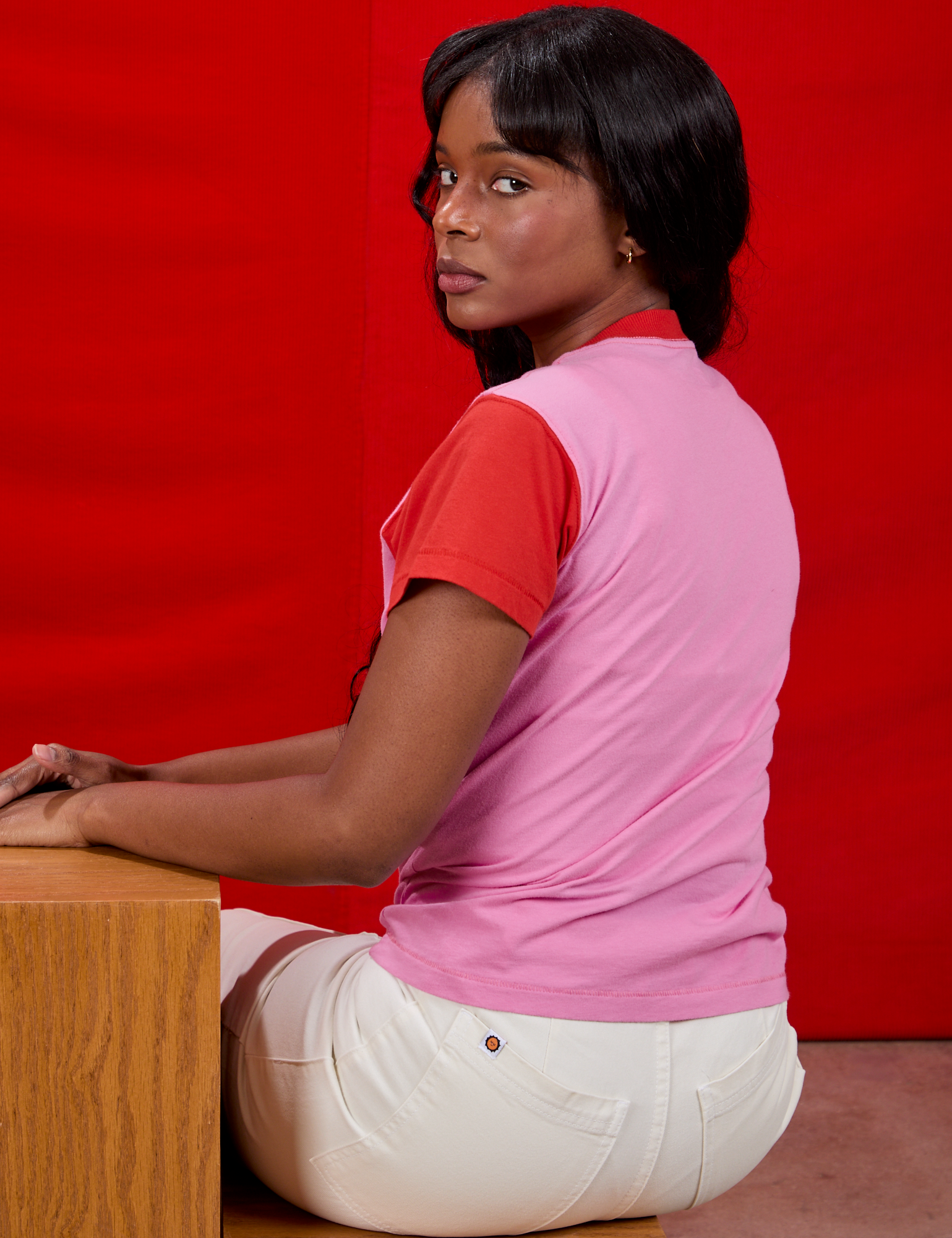Vintage Tee in Big Red Cherry back view on Kandia