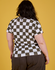 Checker Organic Tee in Espresso Brown back view on Ashley