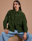 Cropped Corduroy Overshirt - Evergreen