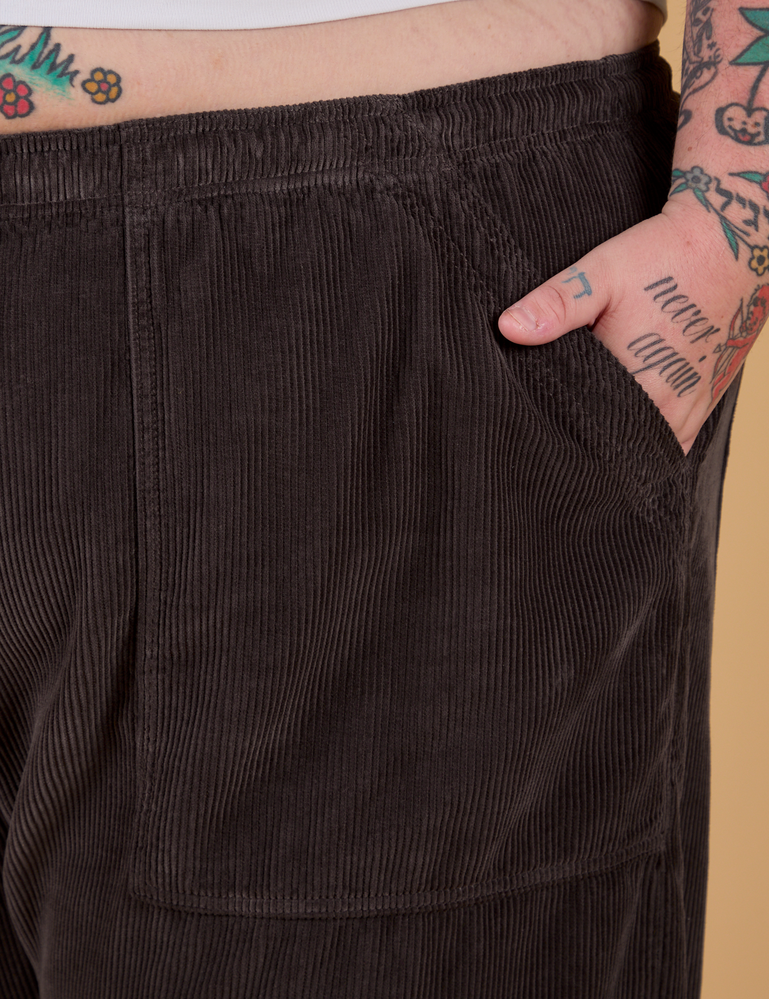 Corduroy Drop Pocket Cargo Pants - Espresso Brown