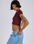 Cropped Baby Tee - Red Wine