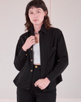 Cropped Overshirt in Basic Black on Alex