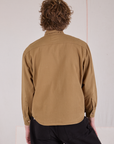 Cropped Overshirt in Desert Brown back view on Quinn