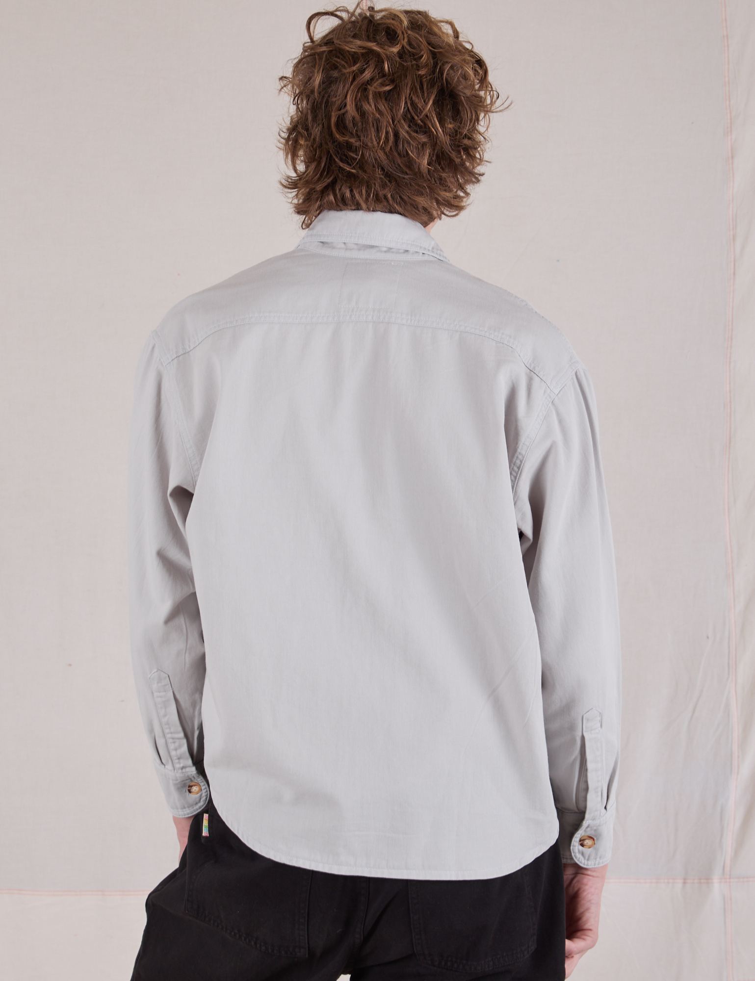 Cropped Overshirt in Stone White back view on Quinn