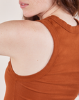 Cropped Tank Top in Burnt Terracotta back shoulder close up