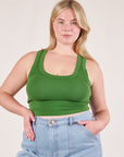 Lish is 5'8" and wearing S Cropped Tank Top in Lawn Green