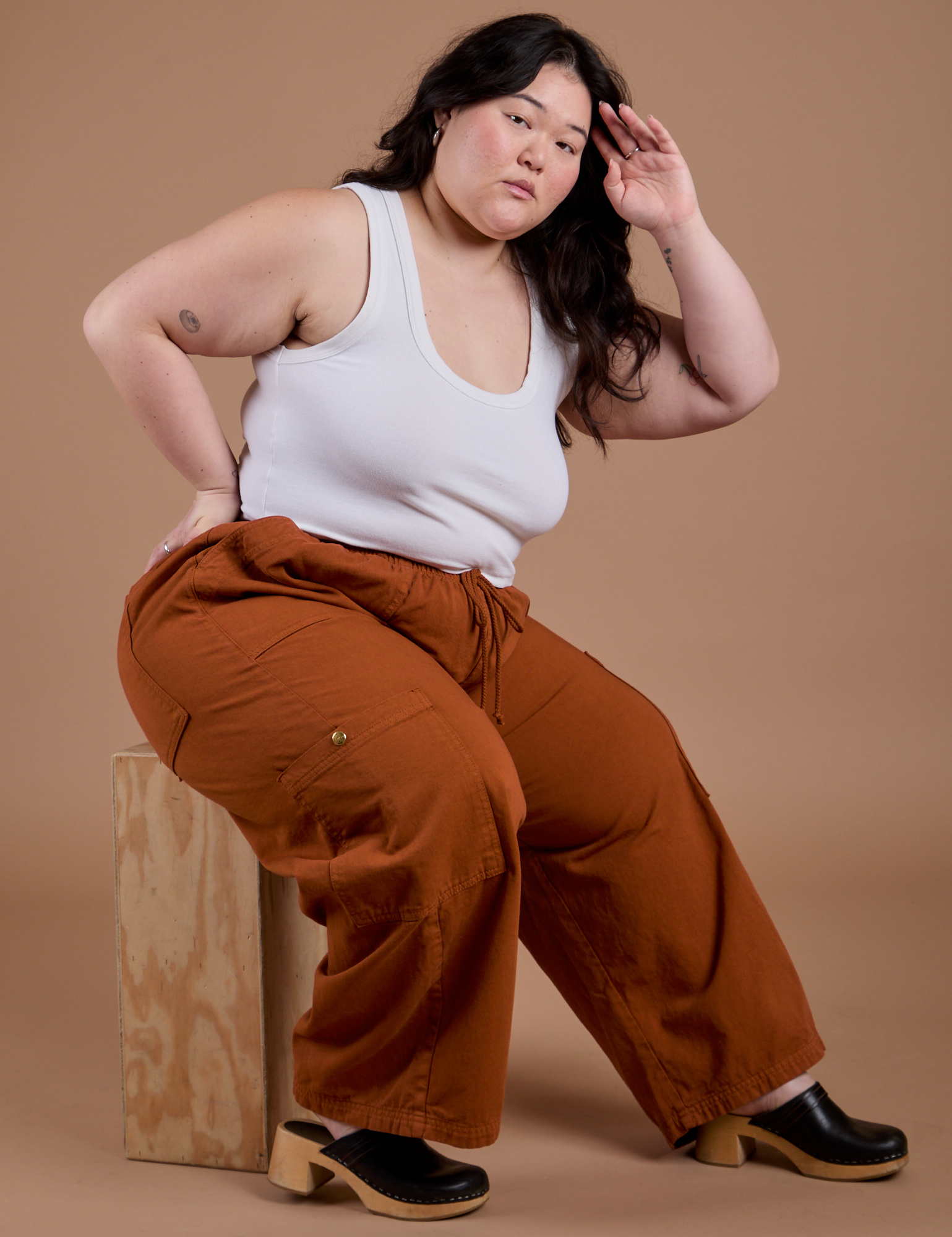 Drop Pocket Cargo Pants - Burnt Terracotta