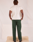 Back view of Easy Pants in Swamp Green and Organic Vintage Tee in Vintage Tee Off-White