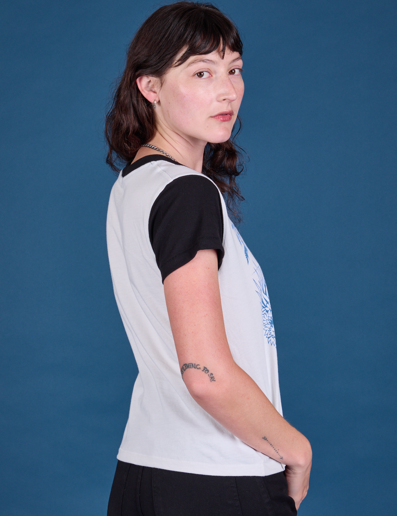 Vintage Tee in California Girl side view on Alex