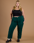 Black Stripe Work Pants - Hunter Green