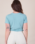 JV Tee in Baby Blue back view on Alex