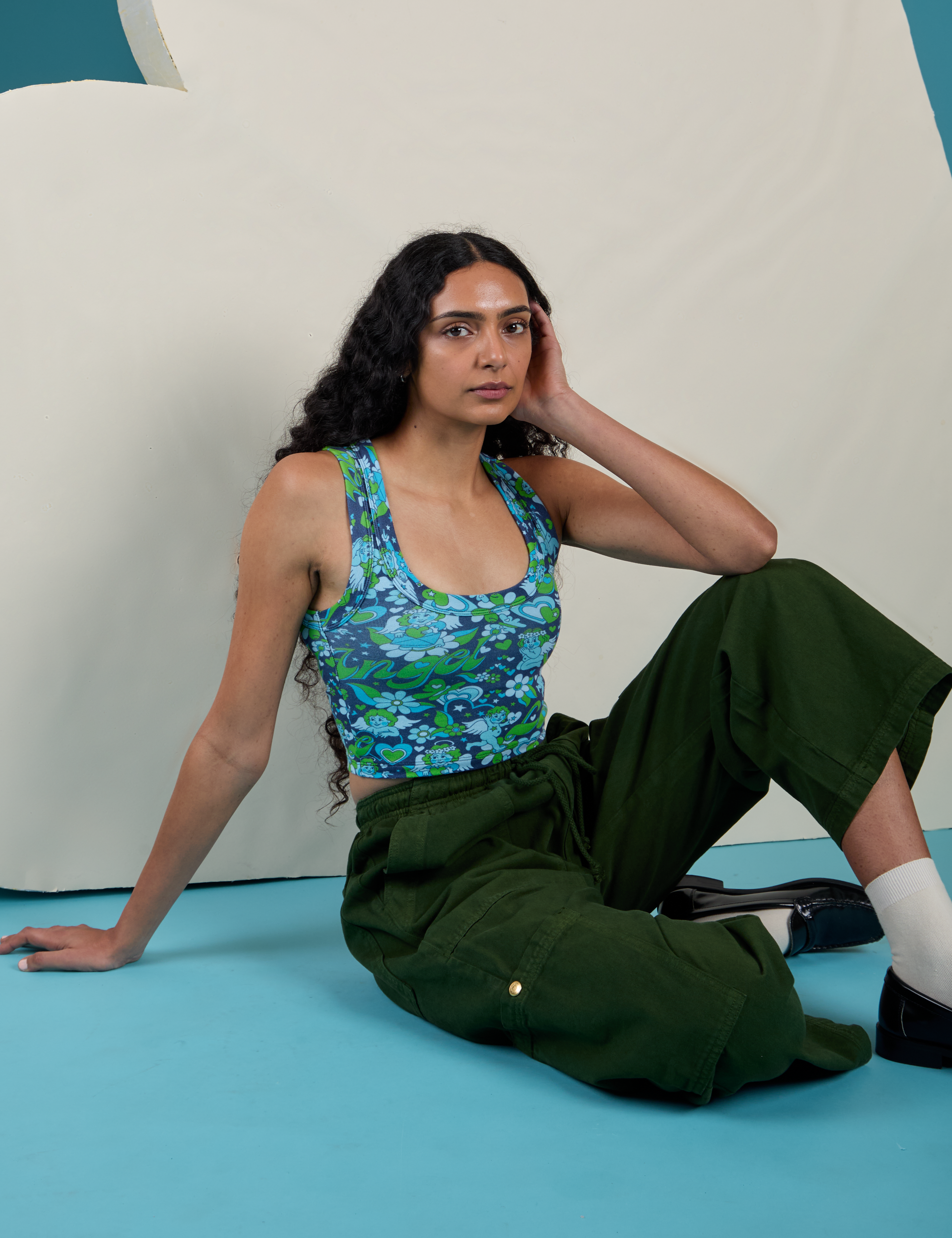 Cropped Tank Top - Angel Print