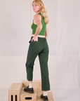 Mid-Rise Work Pants in Swamp Green angled back view on Margaret