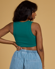 Contrast Stitch Mini Tank - Hunter Green