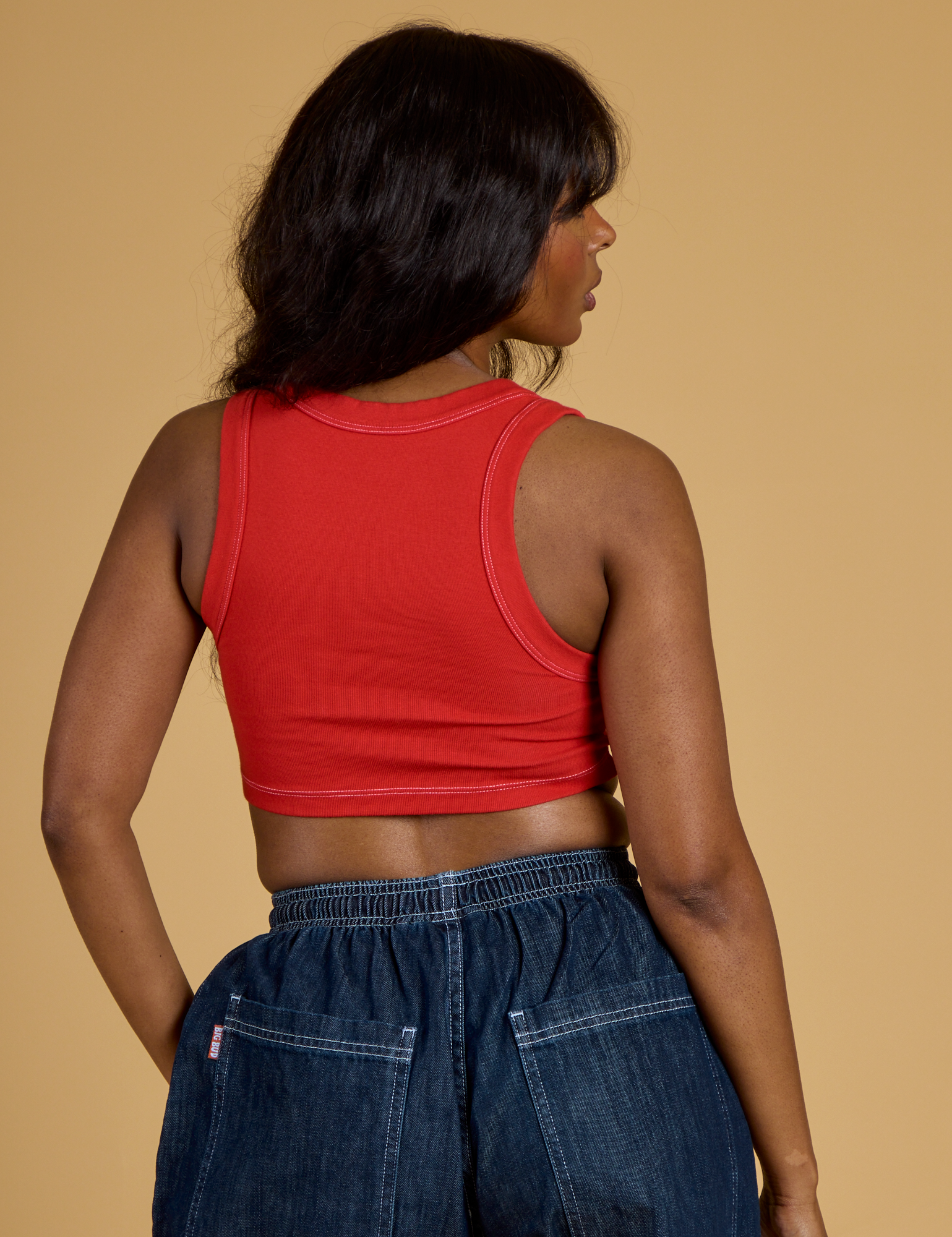 Contrast Stitch Mini Tank - Mustang Red