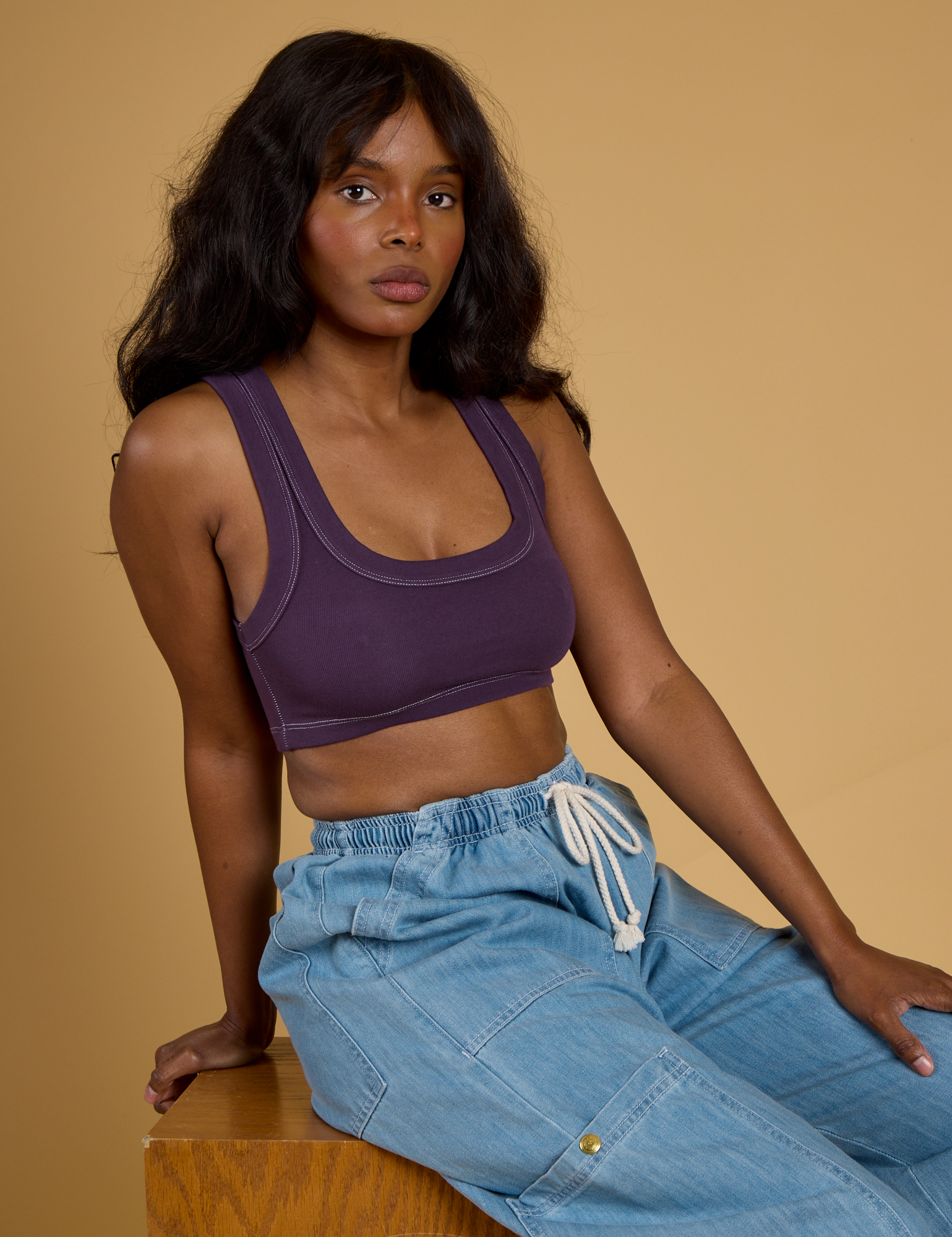 Contrast Stitch Mini Tank - Nebula Purple