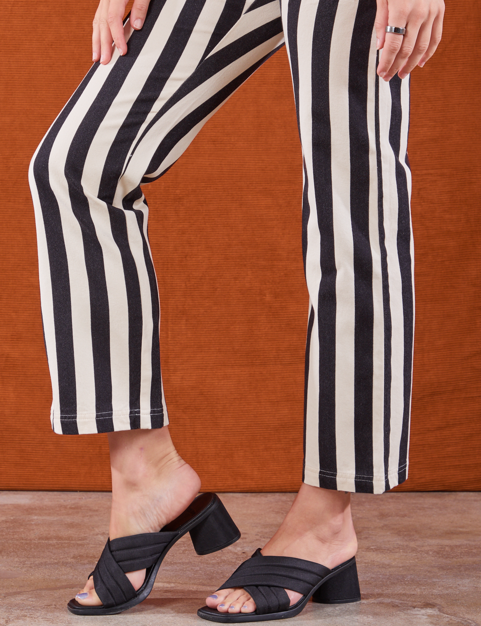 Black Stripe Work Pants White