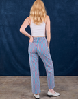 Back view of Stripe Work Pants in Blue Raspberry and Cropped Tank in vintage tee off-white on Margaret