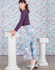 Side view of Western Pants in Cloud Kingdom and nebula Long Sleeve V-Neck Tee