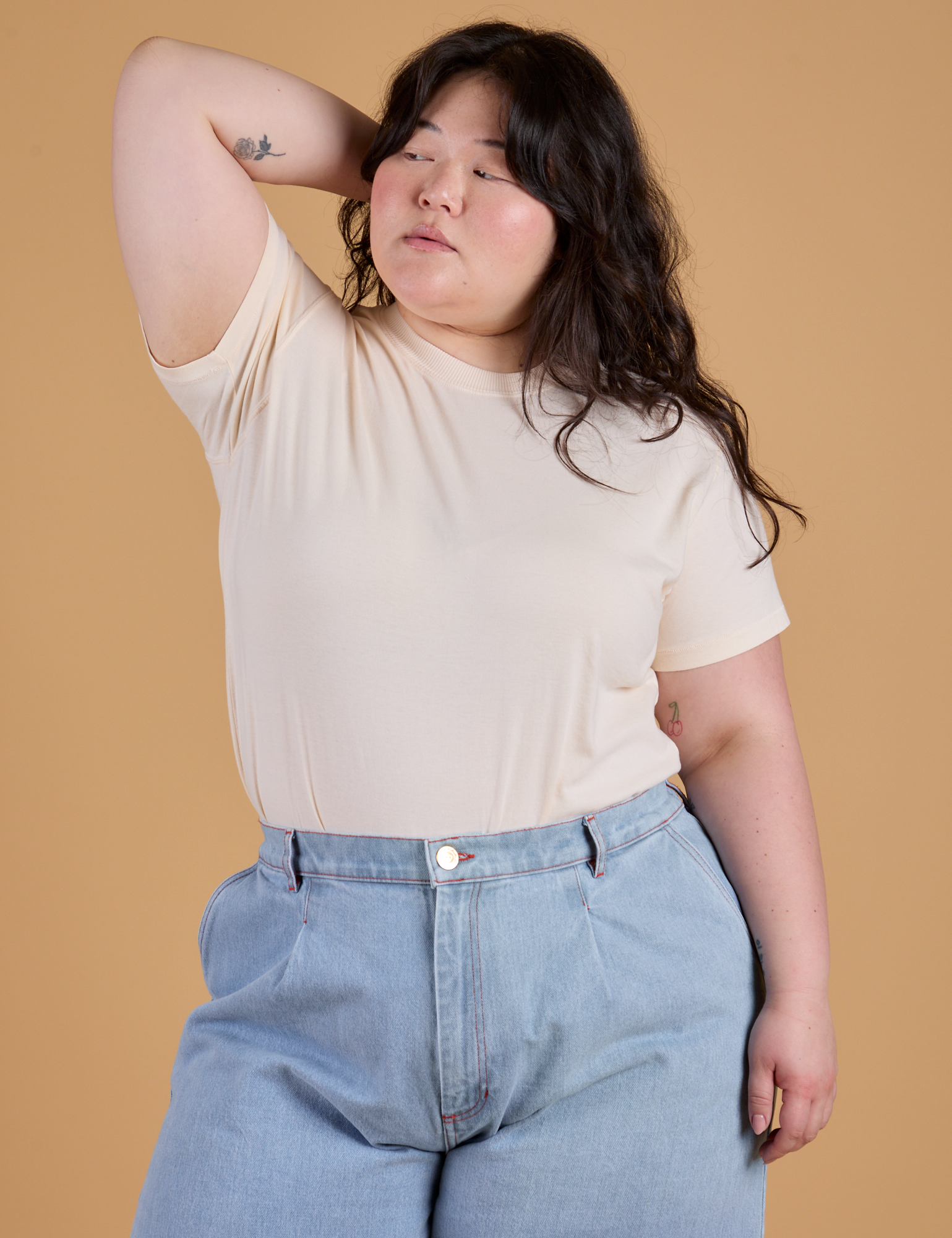 Ashley is wearing Organic Vintage Tee in Vintage Off White