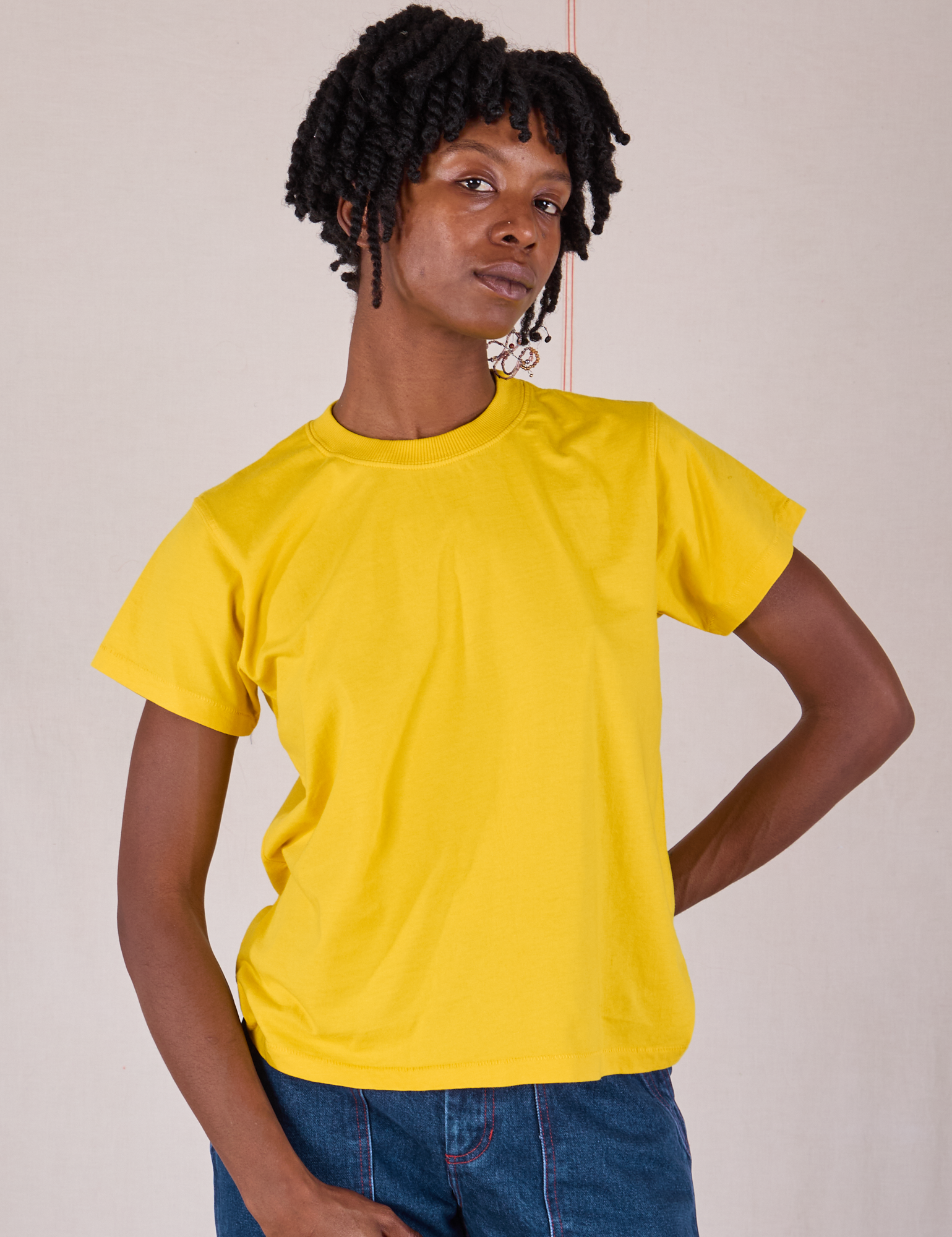 Organic Vintage Tee in Golden Yellow on Cheyann