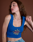 Icon Cropped Tank - Blue Sun