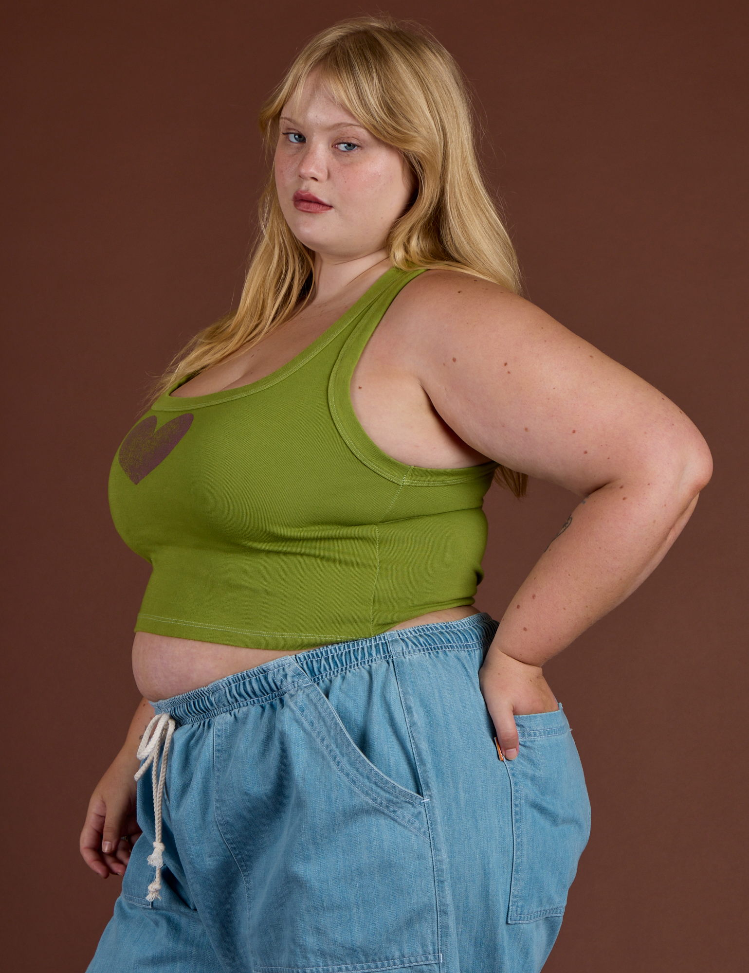 Icon Cropped Tank - Green Heart
