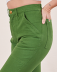 Pencil Pants in Lawn Green side view close up on Alex